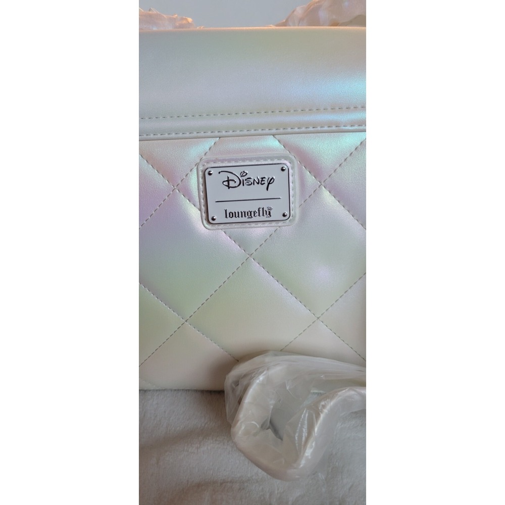 Loungefly Disney Minnie Iridescent quilted Wedding Crossbody Bag - Picture 9 of 10
